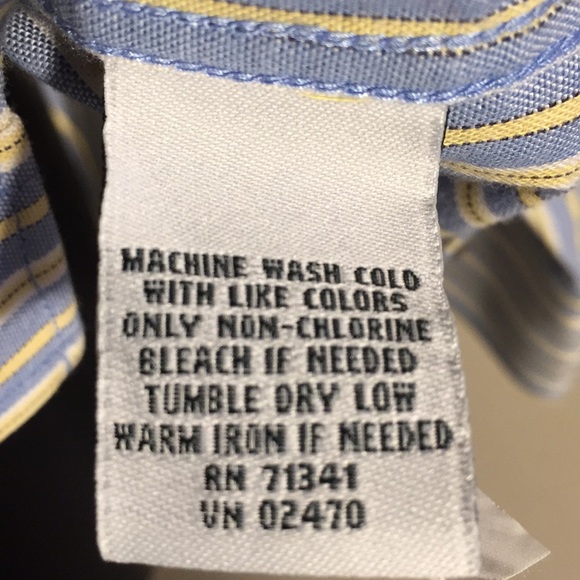 L.L. Bean Men’s Dress Shirt and Yellow Blue Stripes Size Large Regular C… - Picture 5 of 12